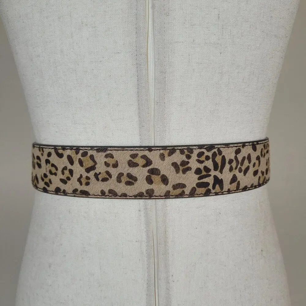 Leopard Print Waist Belt with Square Buckle
